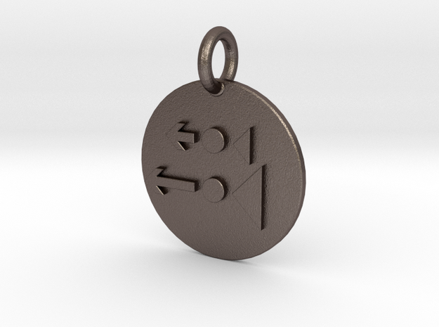 Pendant Newton's Second Law C in Polished Bronzed-Silver Steel