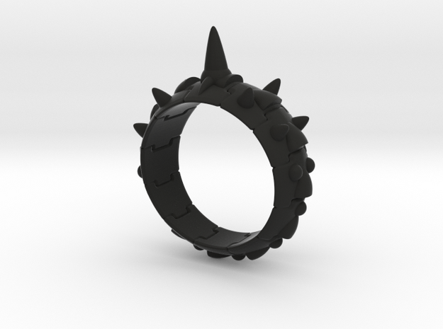 Armor Ring 01(with long spike) in Black Natural Versatile Plastic