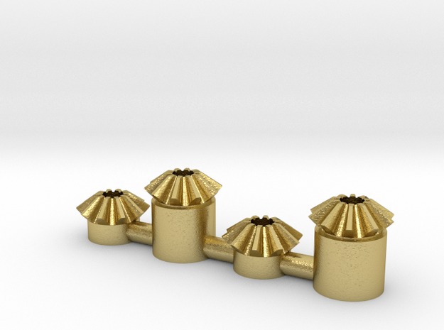 BevelGearLong (Motor axle diameter D-shape Φ2.0mm) in Natural Brass