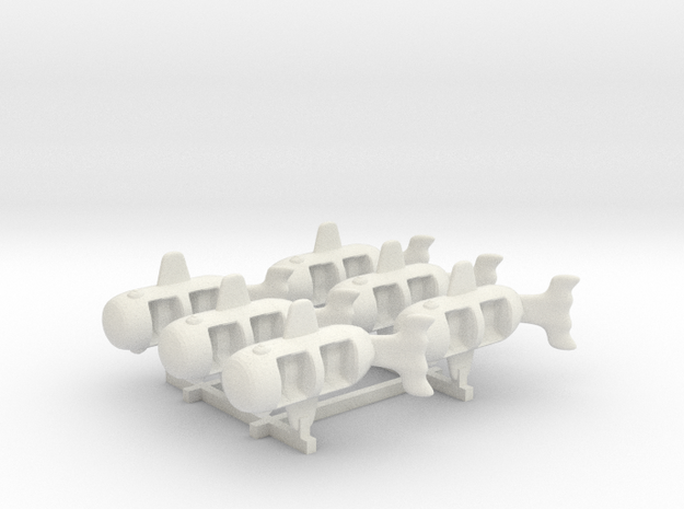 DIVE BOMBER - Whale Tubs (x6) in White Natural Versatile Plastic