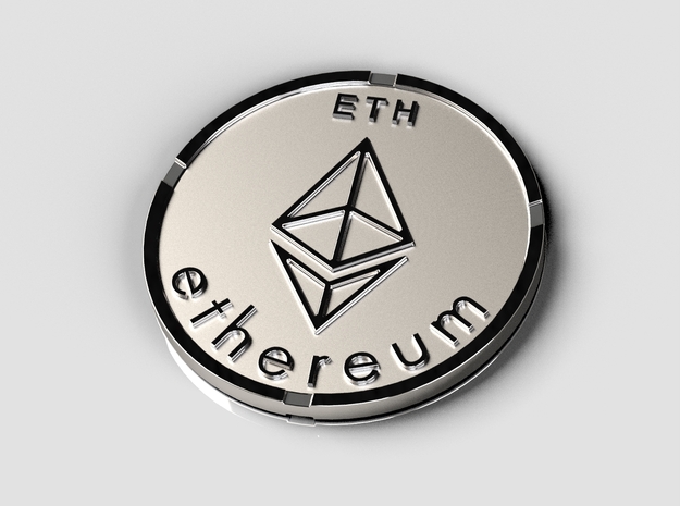 Ethereum Coin ETH in Polished Silver