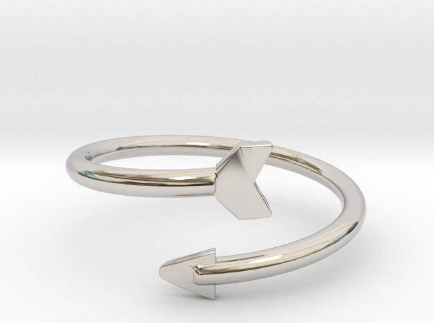 Helical arrow ring All sizes, Multisize in Rhodium Plated Brass: 5 / 49