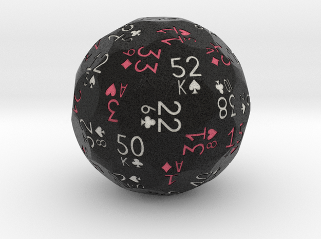 d52 playing cards sphere dice (Black, 2 colors) in Natural Full Color Sandstone