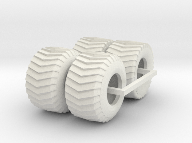 1/64 Puller Front and Rear Tires in White Natural Versatile Plastic