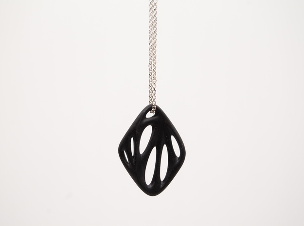 Pierced Rhombus Pendant in Black Natural Versatile Plastic