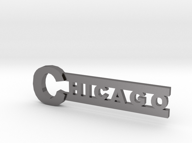 Chicago necklace pendant in Polished Nickel Steel: Small