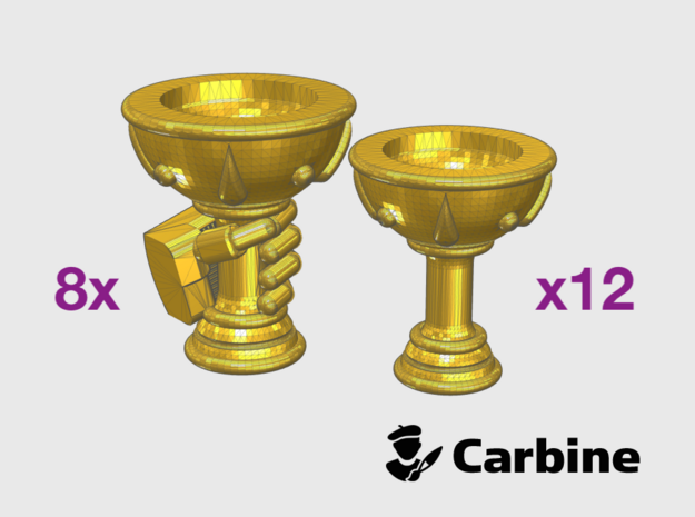 20x Carbine Chalices (8 w/Left Hands) in Tan Fine Detail Plastic