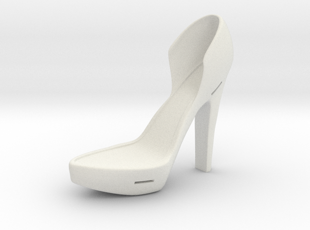 Left Leather Strap High Heel in White Natural Versatile Plastic