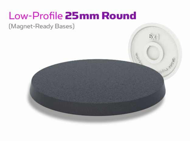 Blank : 25mm Low-Profile Round Bases in Black PA12: Small