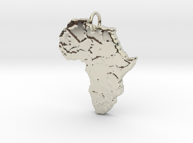 Afríca Continent Map Pendant in 14k White Gold: Medium