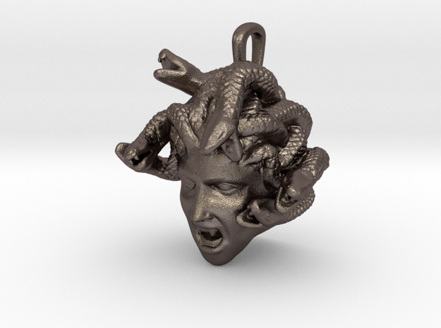 Medusa Pendant in Polished Bronzed-Silver Steel