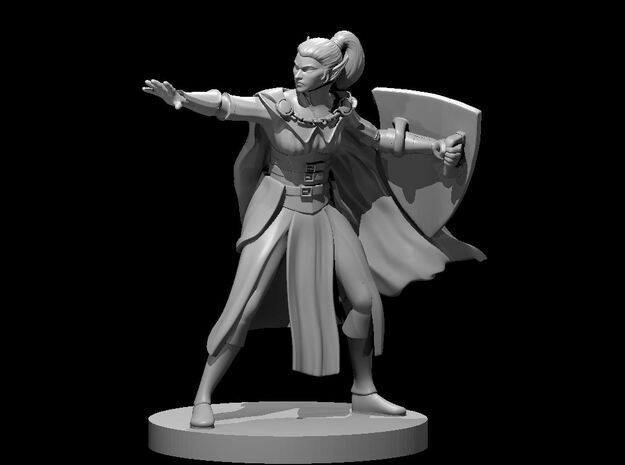 Elf Female Warlock with Shield in Clear Ultra Fine Detail Plastic
