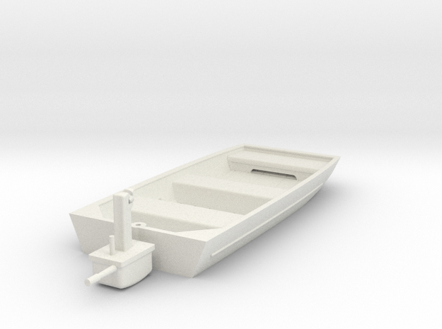 Alumaweld Jon Boat w. Engine and moving Parts in White Natural Versatile Plastic