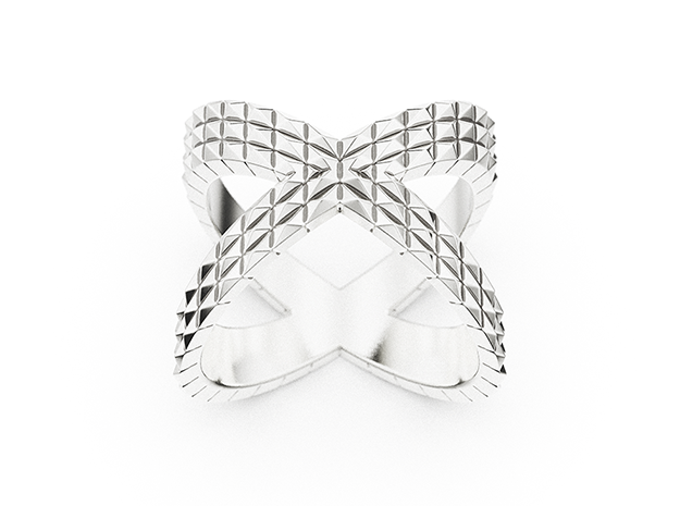 STUDDED X RING in Antique Silver: 9.5 / 60.25