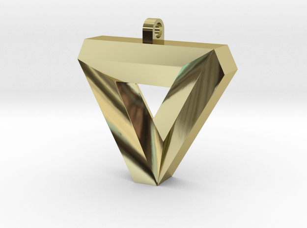 Penrose Triangle Pendant in 18k Gold Plated Brass