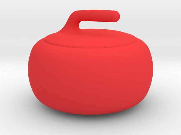 Curling Stone - Flat Bottom 2" Dia in Red Processed Versatile Plastic