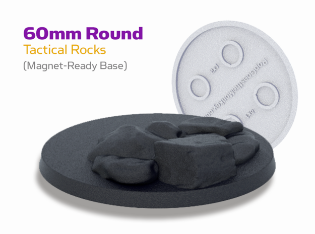 Left-foot Tactical Rocks : 60mm Round Base in Black PA12