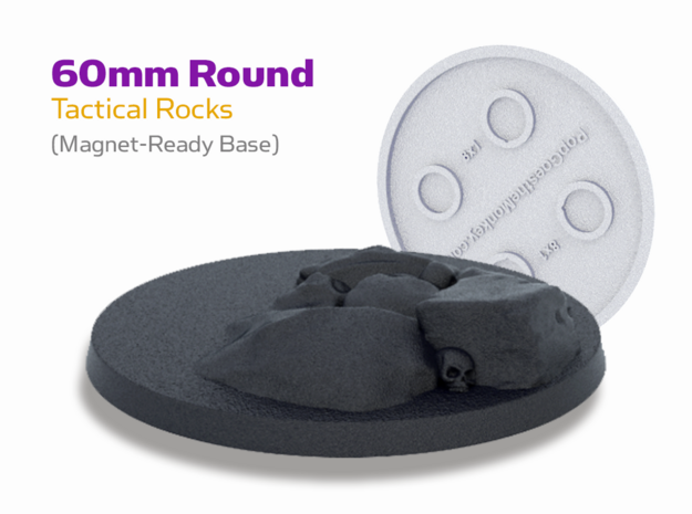 Left-foot Tactical Rocks 2 : 60mm Round Bases in Black PA12