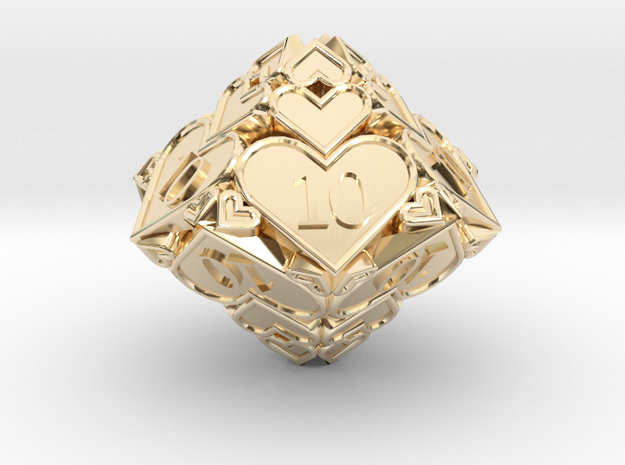 Hearts D10 - All 10s in 14k Gold Plated Brass