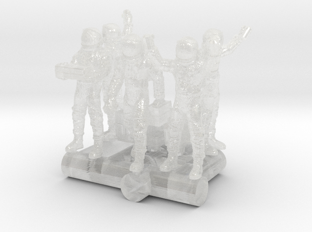 ASTRONAUT WORKERS WITH BOXES 1/200 in Clear Ultra Fine Detail Plastic