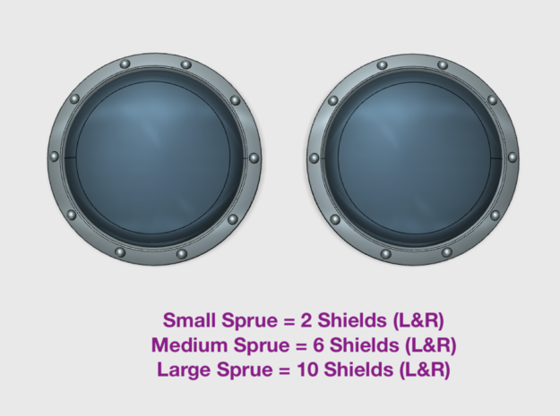 Riveted - Round Power Shields (L&R) in Tan Fine Detail Plastic: Small