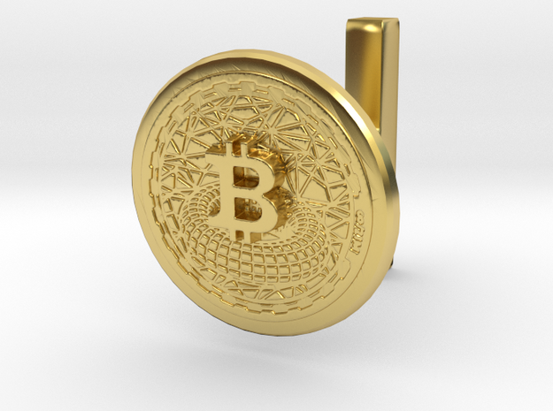 Cufflink Bitcoin in Polished Brass