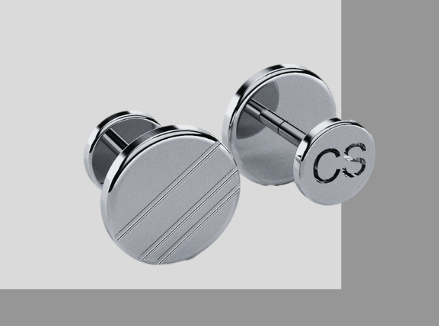 Personalized Stud/Button cufflinks in Rhodium Plated Brass