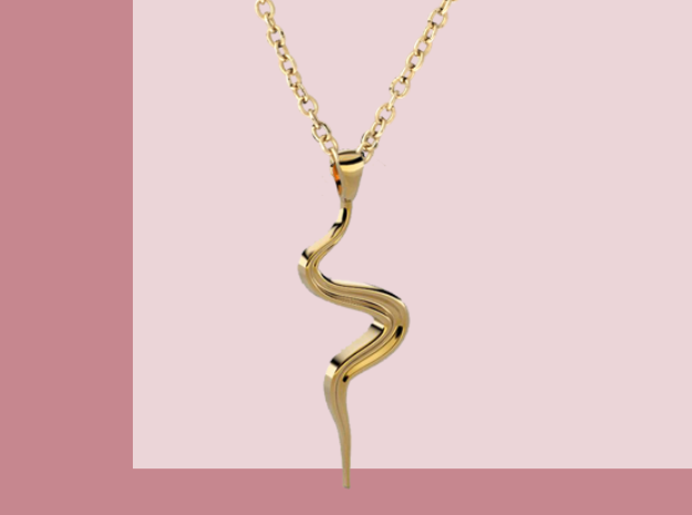 Simple curve pendant in 14K Yellow Gold