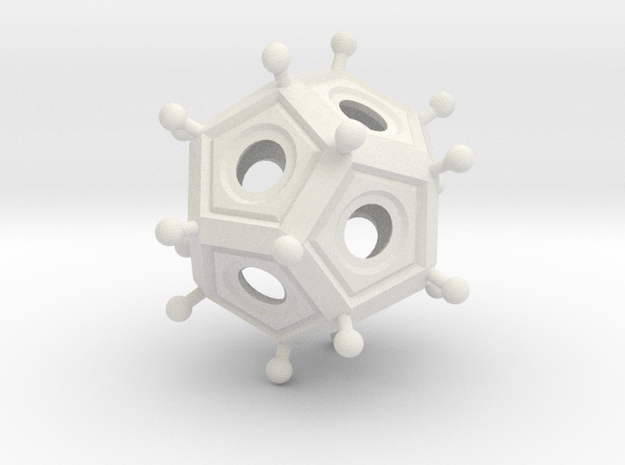 Larger Roman Dodecahedron in White Natural Versatile Plastic
