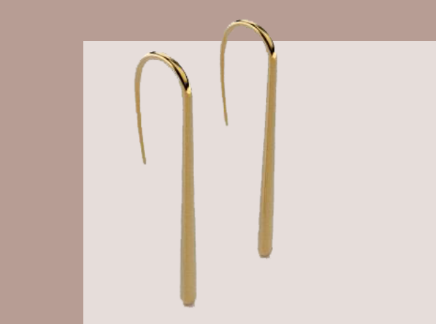 Long and thin teardrop earrings in 14K Yellow Gold