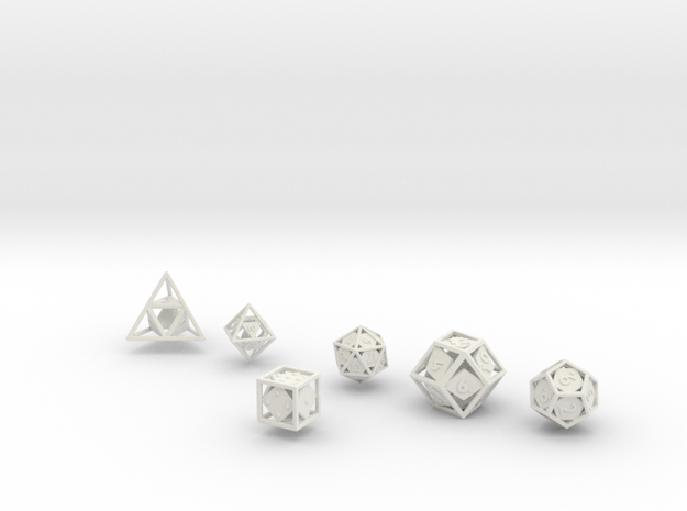 "Open" dice set: 6 dice! in White Natural Versatile Plastic