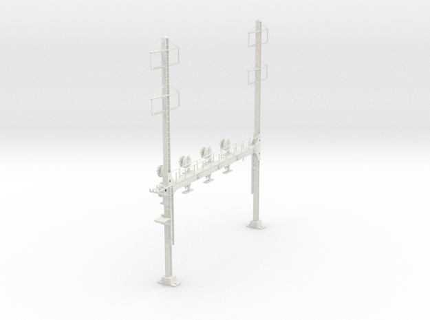 CATENARY PRR BEAM SIG 4 TRACK 2-2PHASE N SCALE  in White Natural Versatile Plastic