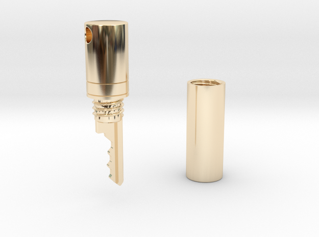 Cylinder Pendant Key - Precut to Kink3D in 14k Gold Plated Brass