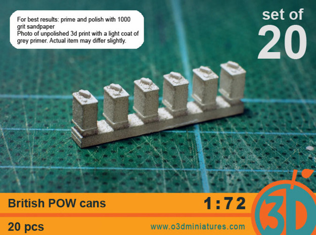 British POW Cans 1/72 scale pack of 20 in Tan Fine Detail Plastic