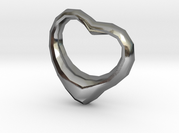 Pendant Open Heart 2 in Polished Silver