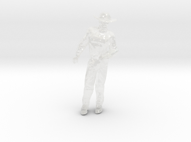 Man Standing Arm Bent: Wearing a Large Hat in Clear Ultra Fine Detail Plastic: 1:48 - O