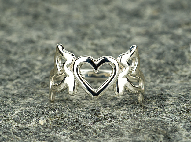 Swedish Dala horse heart ring in Polished Silver: 7 / 54