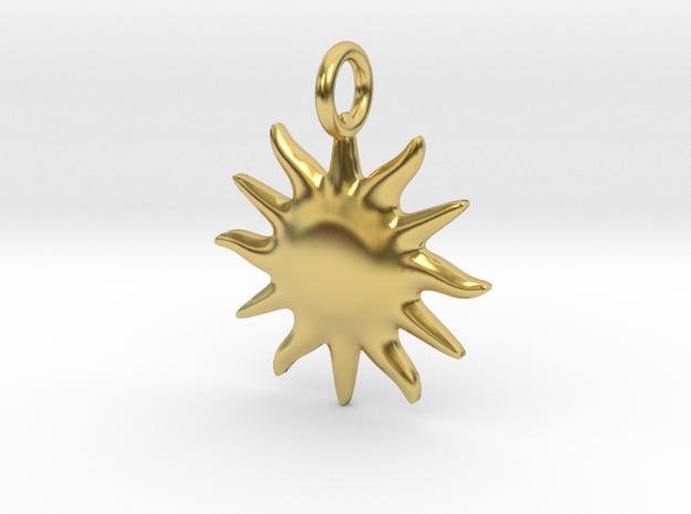 Small sun pendant in Polished Brass