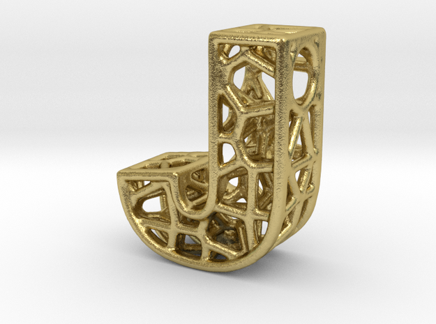 Bionic Necklace Pendant Design - Letter J in Natural Brass