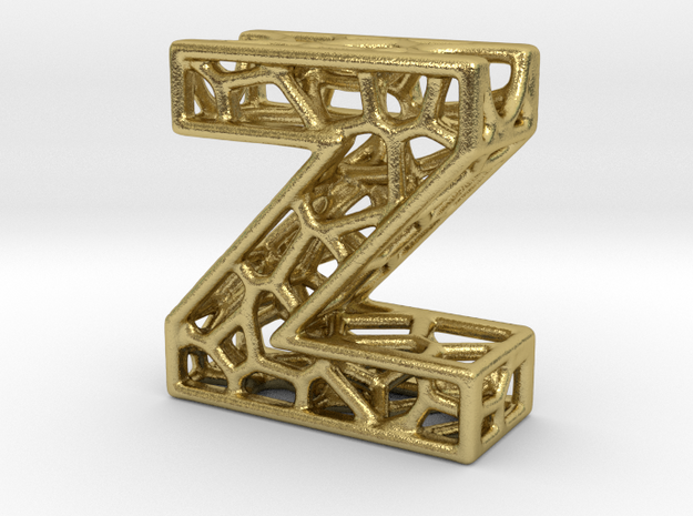 Bionic Necklace Pendant Design - Letter Z in Natural Brass