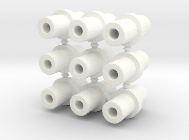 Double-ended 5mm pegs (x9) in White Processed Versatile Plastic