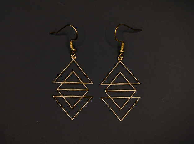 Triangle Symphony I - Drop Earrings in Natural Brass