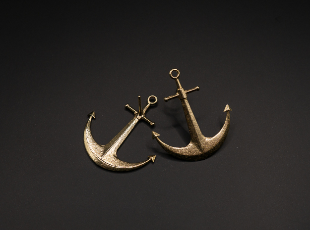 Anchor - Post Earrings in Natural Brass