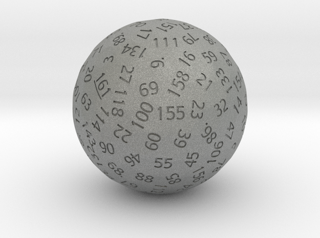 d161 Sphere Dice in Gray PA12