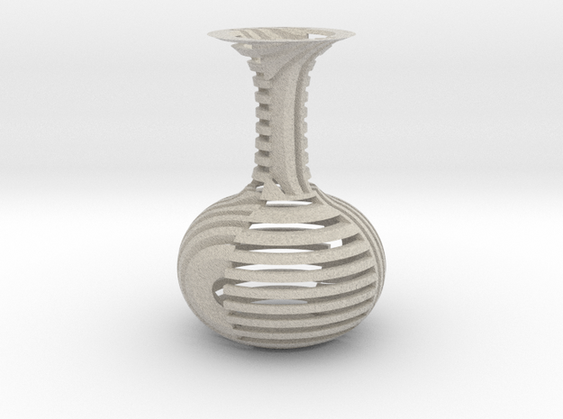 Plaid Vase in Natural Sandstone