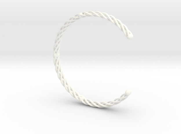 SPIRAL Bracelet Cuff Medium Large in White Processed Versatile Plastic