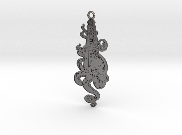 Lighthouse Octopus Large keychain 90mm x 37mm in Processed Stainless Steel 17-4PH (BJT)