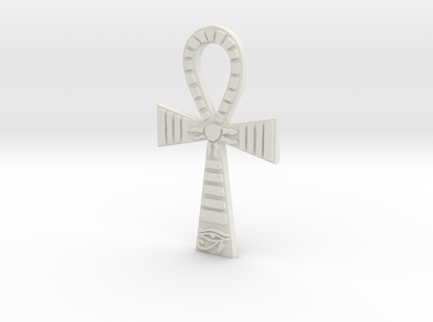 Egyptian Ankh Pendant in White Natural Versatile Plastic