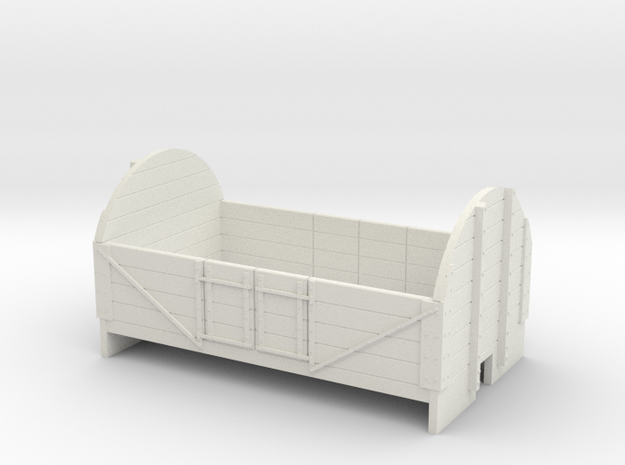 OO9 4 plank open wagon with high ends in White Natural Versatile Plastic