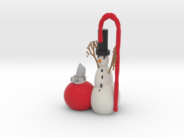 Snowman And Xmas Ornament in Full Color Sandstone